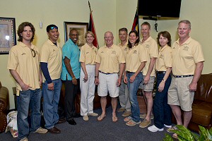 Winning Crew from the Antigua & Barbuda Hampton arrive in Antigua for Sailing Week 2013